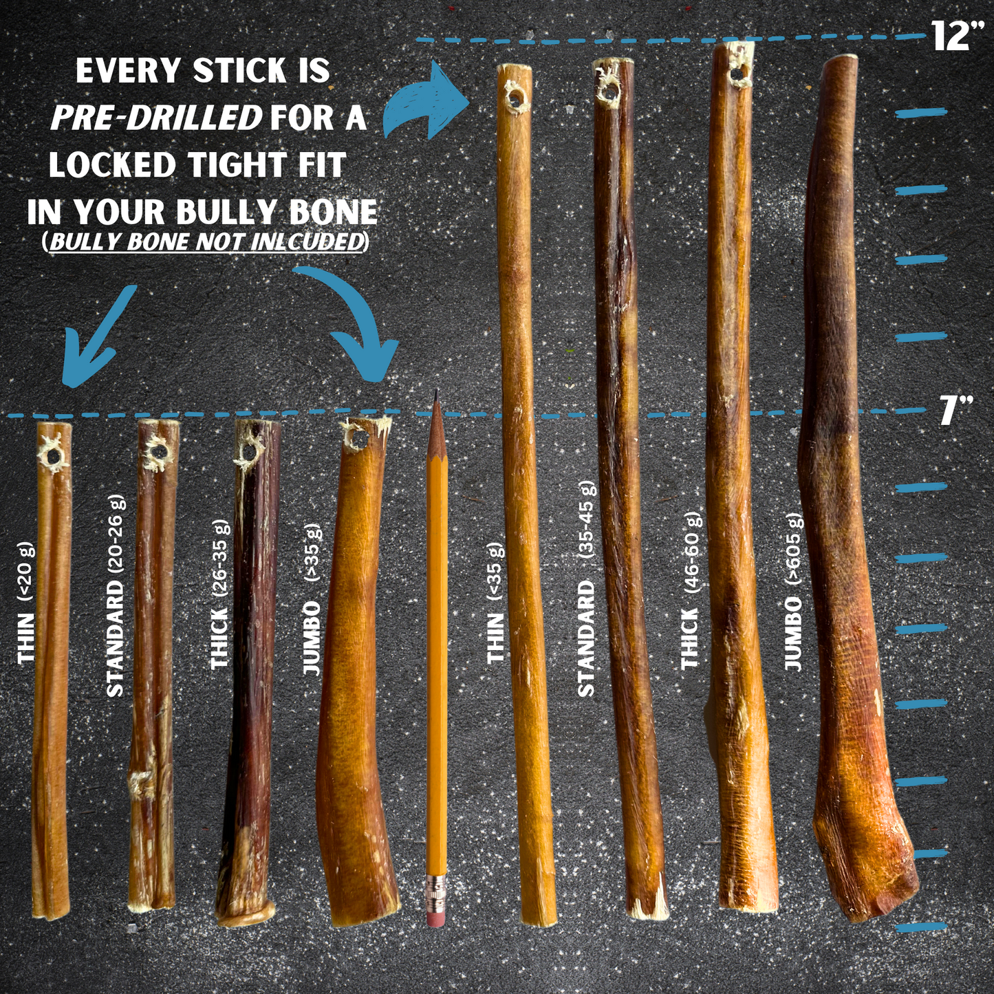 7" Thin Bully Sticks - Refill