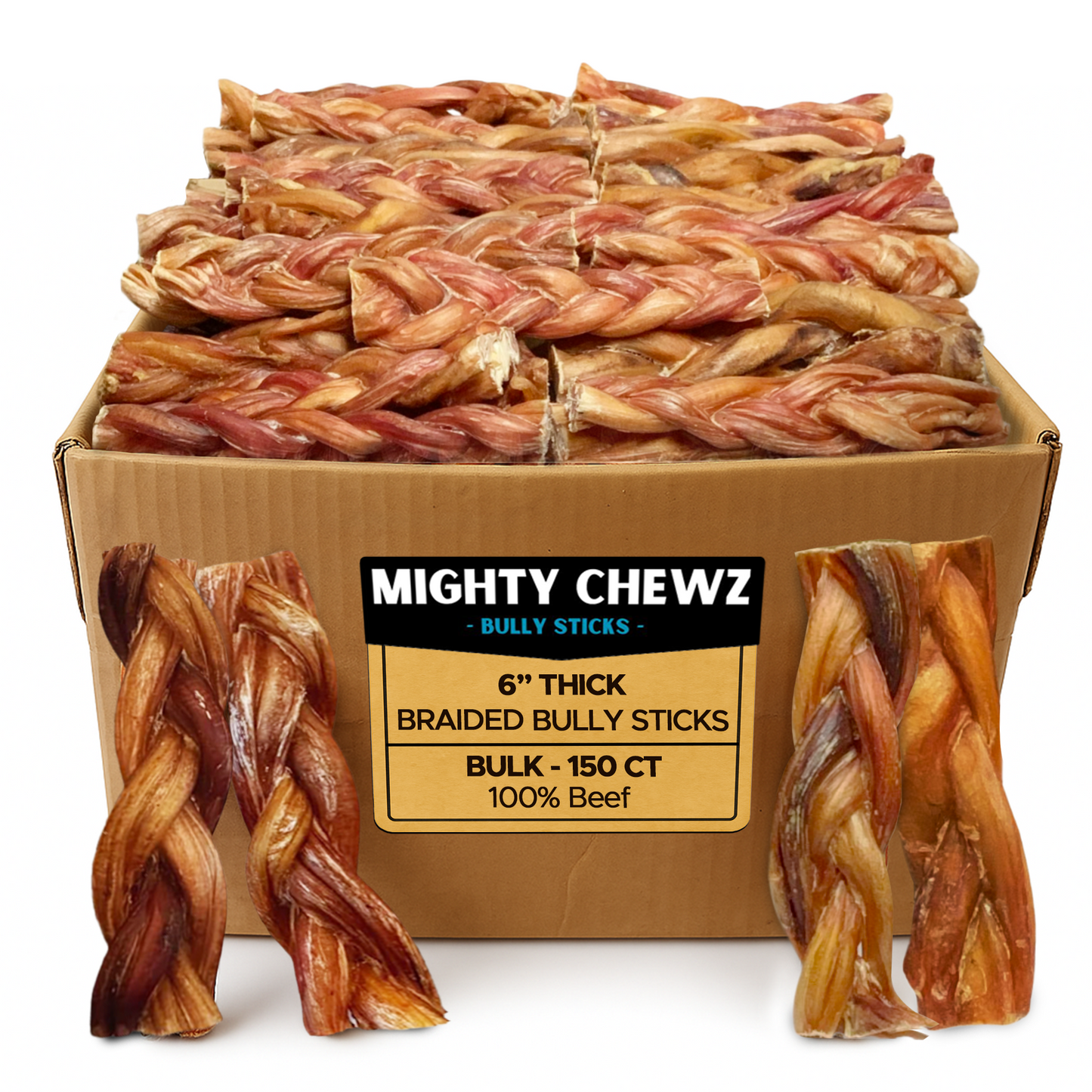 6" Thick Braided 150 ct. Bully Sticks ($3.34 ea.)