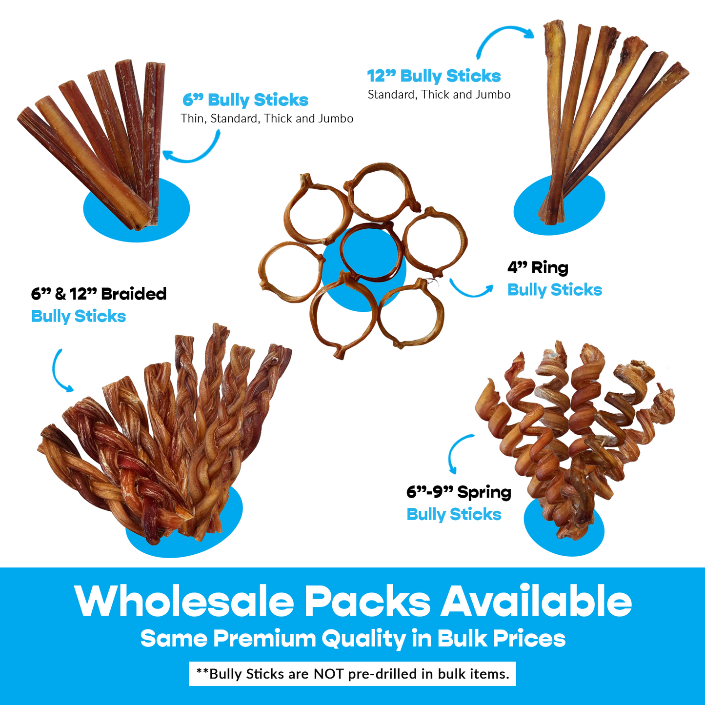 6" Thick Braided 150 ct. Bully Sticks ($3.34 ea.)