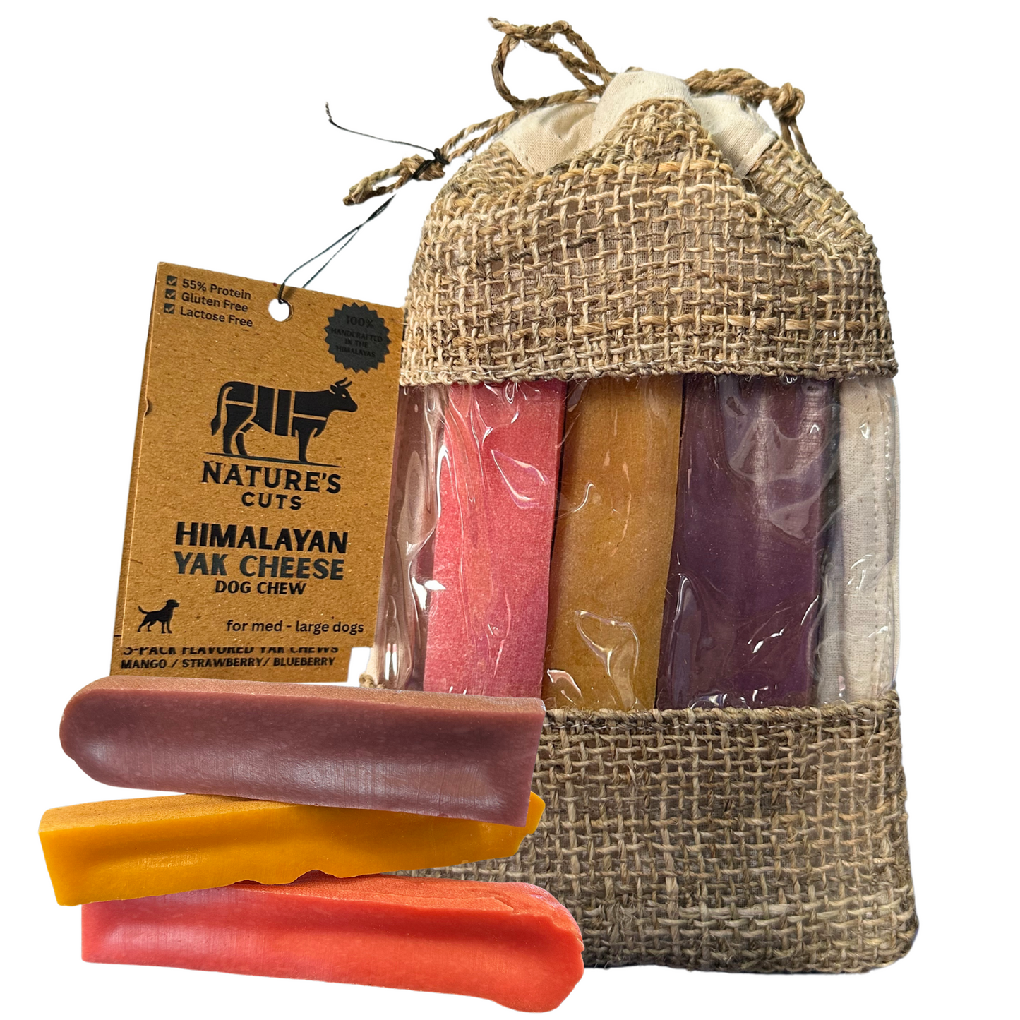 Flavored Large Yak Cheese (3 Pack) in Hand Woven Bags