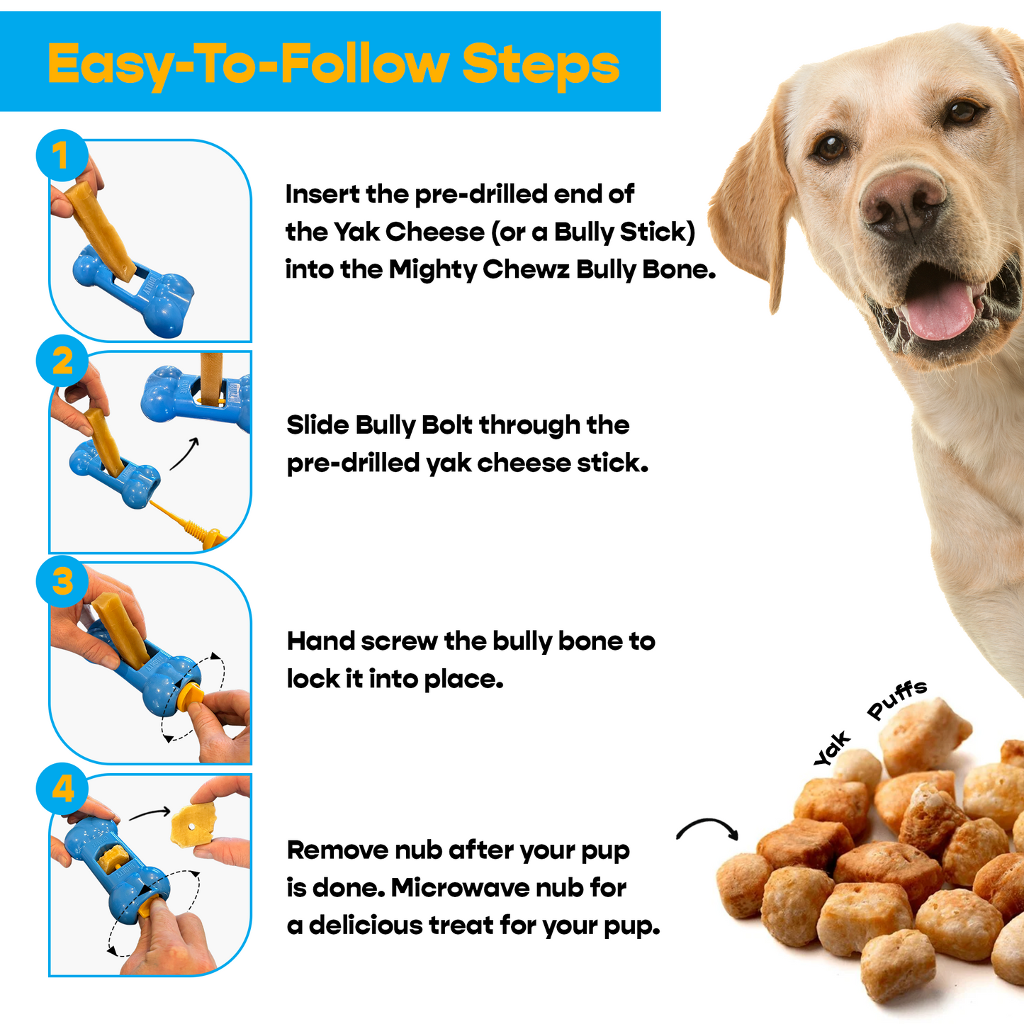 4 Pack XL Yak Cheese - UPGRADED Bully Bone Included