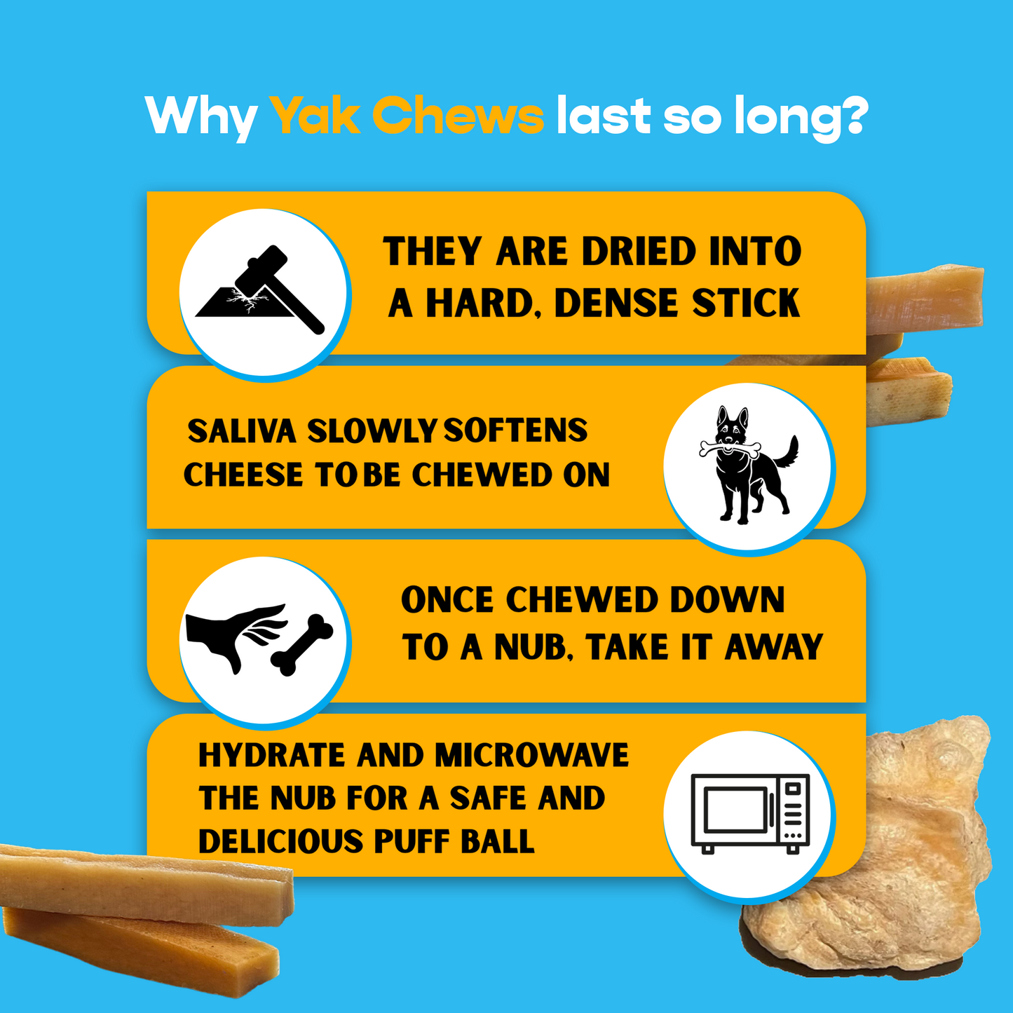 4 Pack XL Yak Cheese - UPGRADED Bully Bone Included