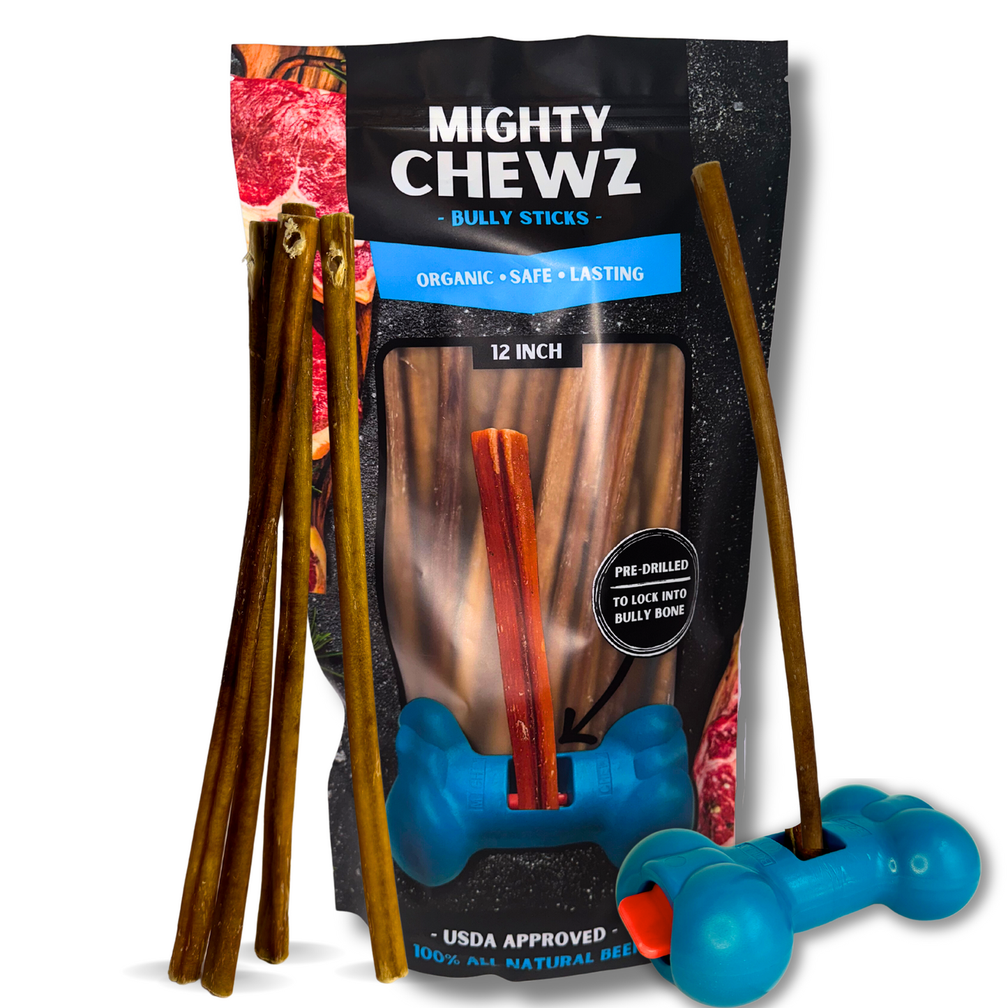 12" Thin Bully Sticks - Bully Bone Included