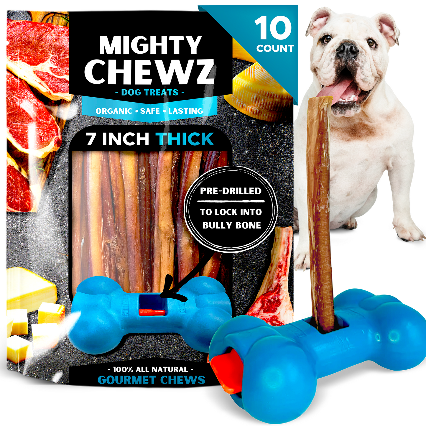 7" Thick Bully Sticks - Bully Bone Included