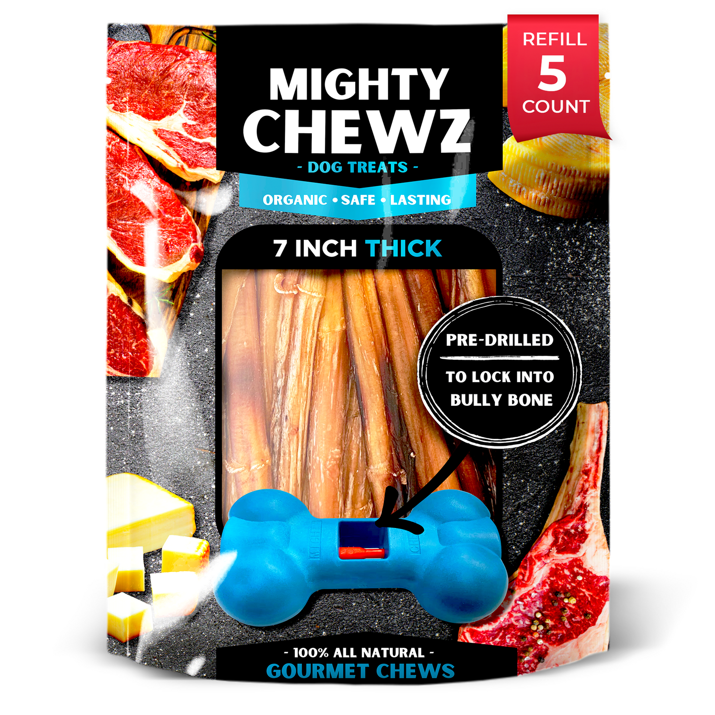 7" Thick Bully Sticks - Refill Pack