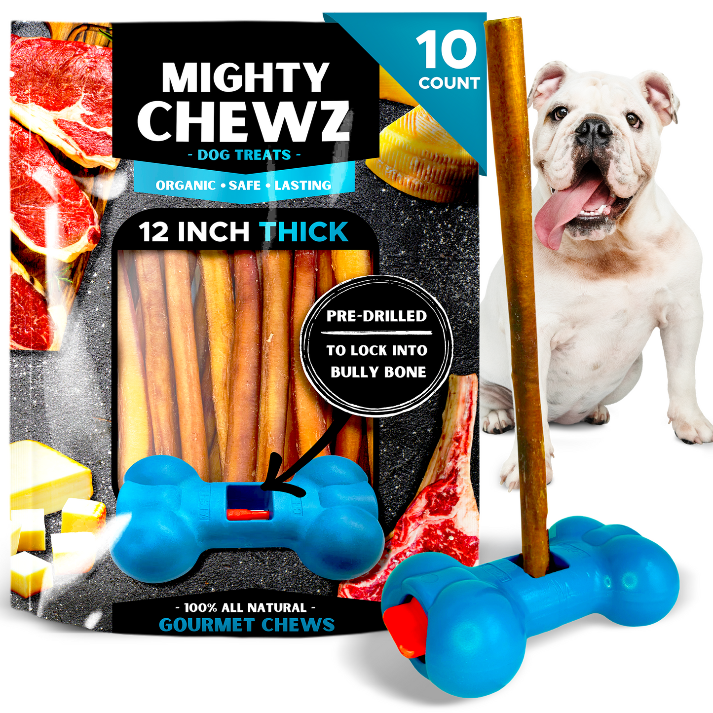 12" Thick Bully Sticks - Bully Bone Included