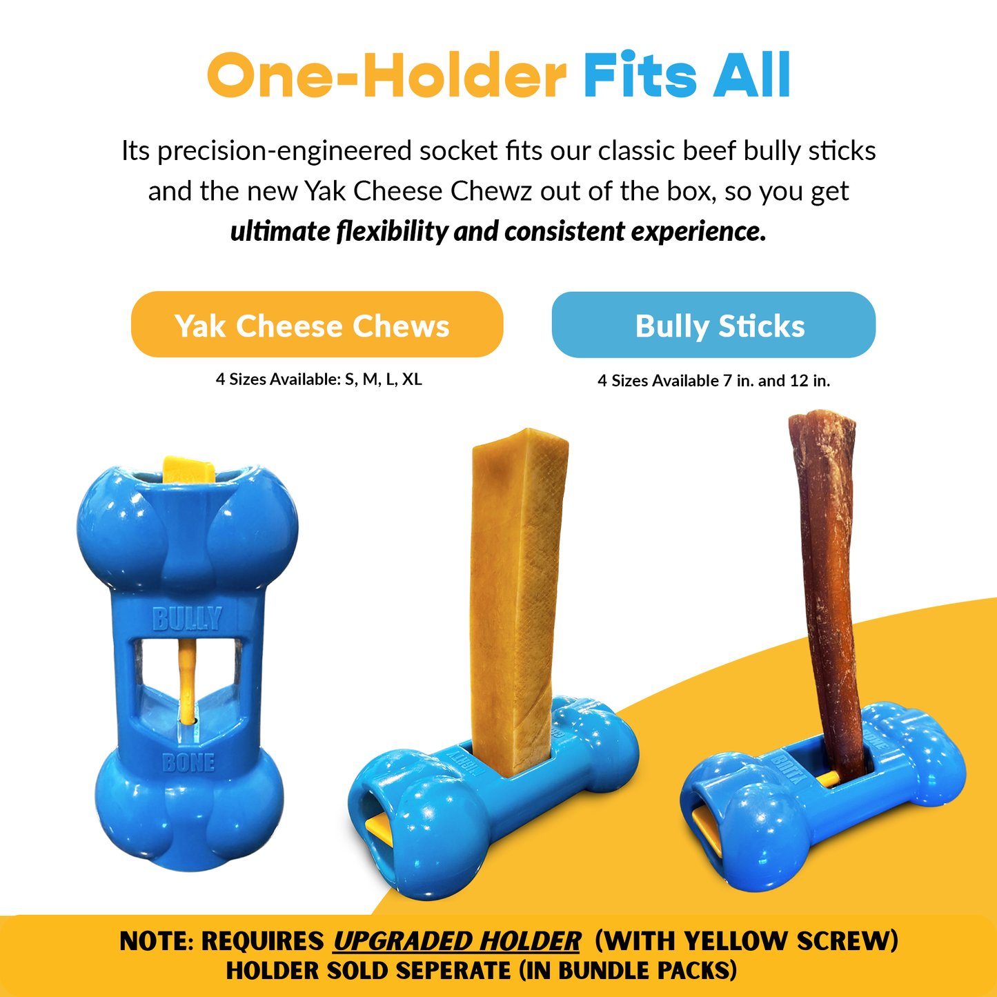 Yak Cheese and Bully Stick Large Combo Pack with Holder