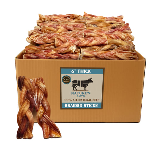 6" Thick Braided Bully Sticks