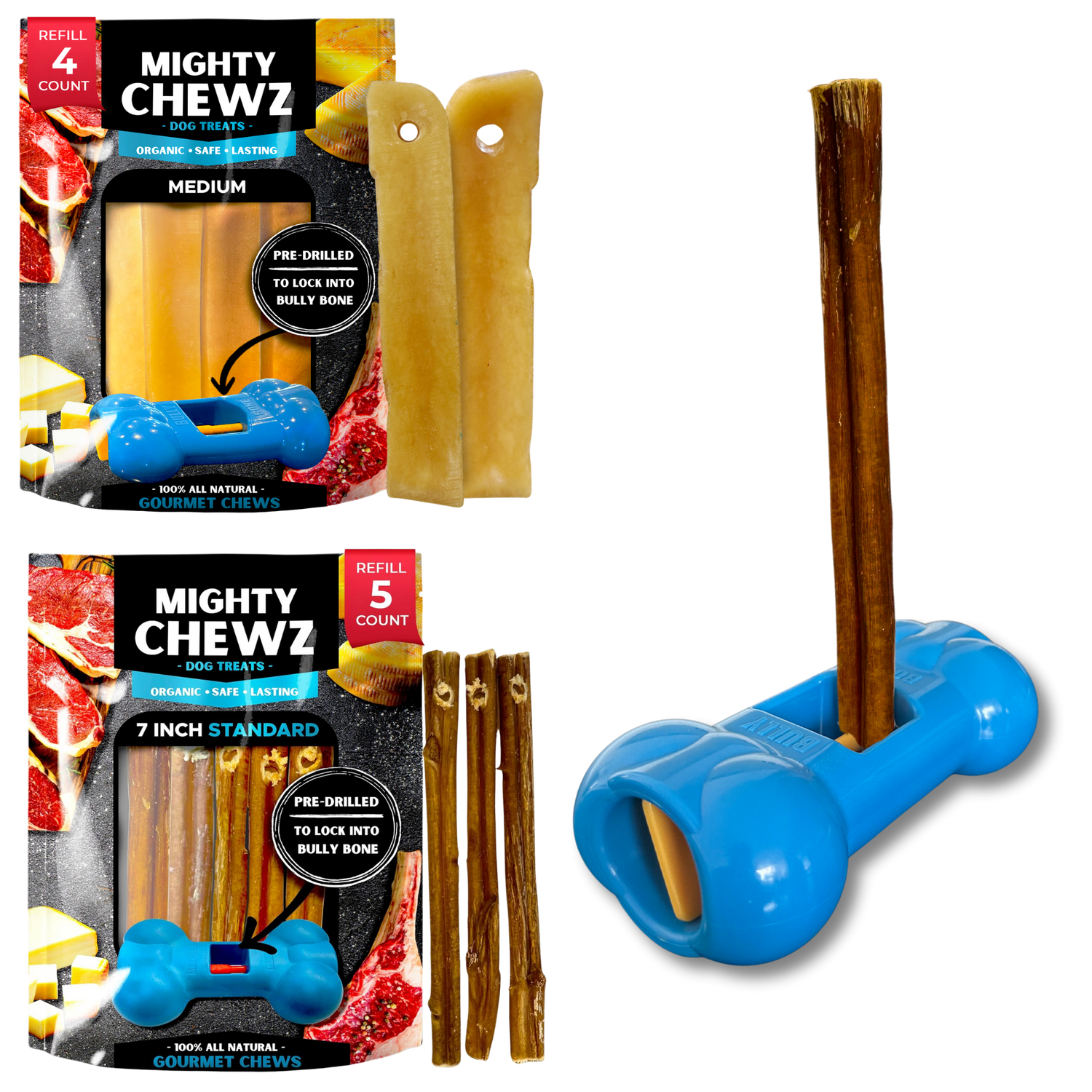 Medium Yak Cheese, Bully Stick and Bully Bone Pro Combo Pack