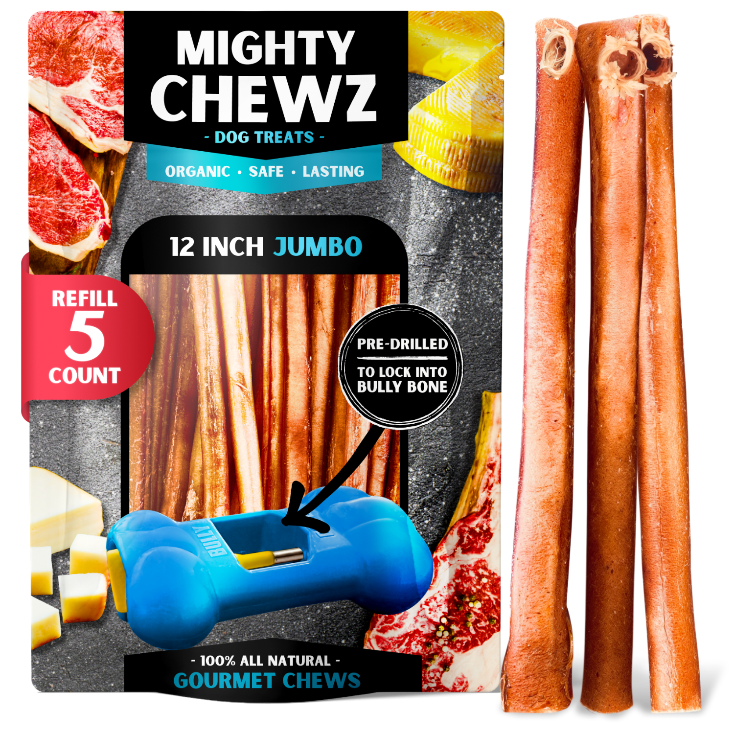 12" Jumbo Bully Sticks - Refill Pack