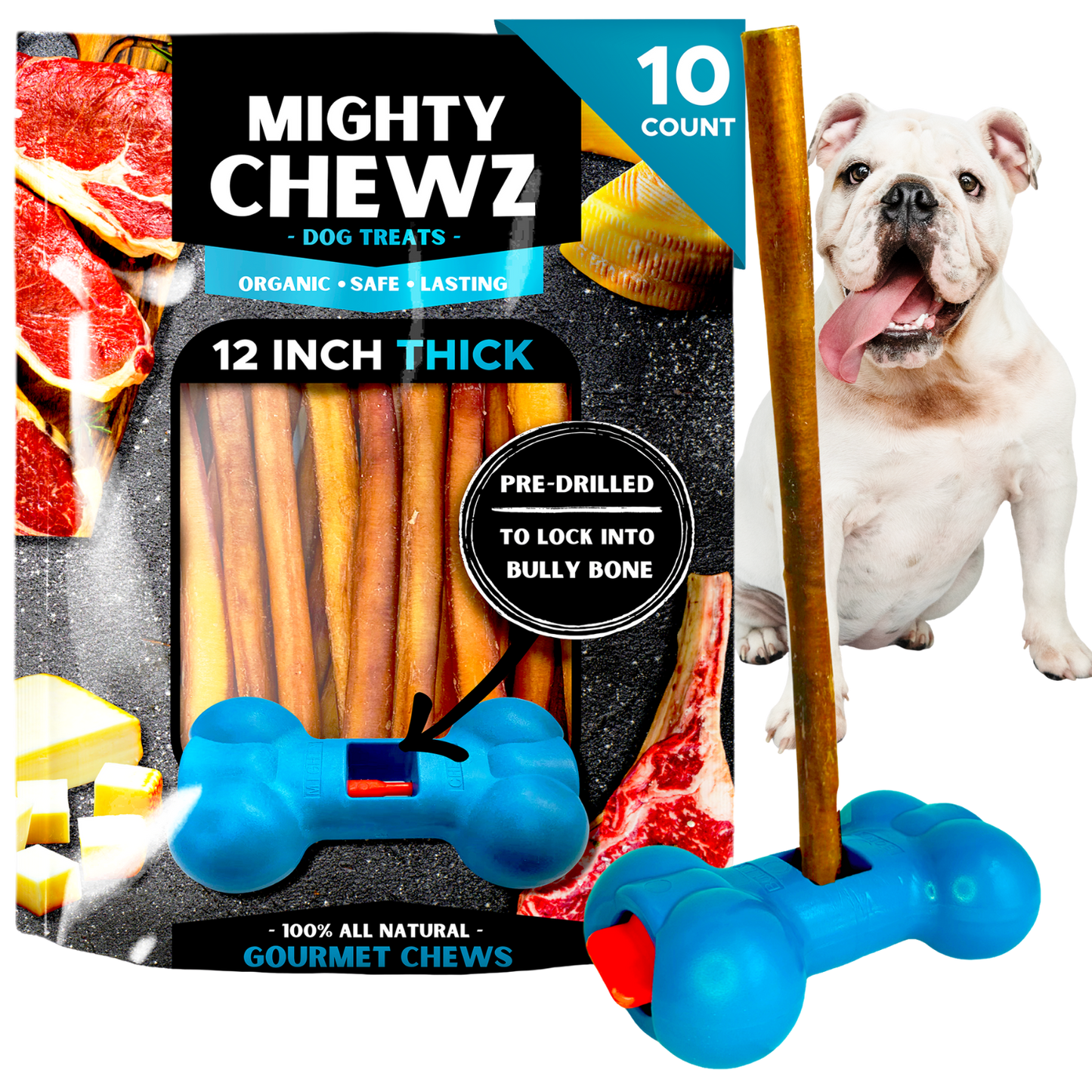12" Thick Bully Sticks - Bully Bone Included