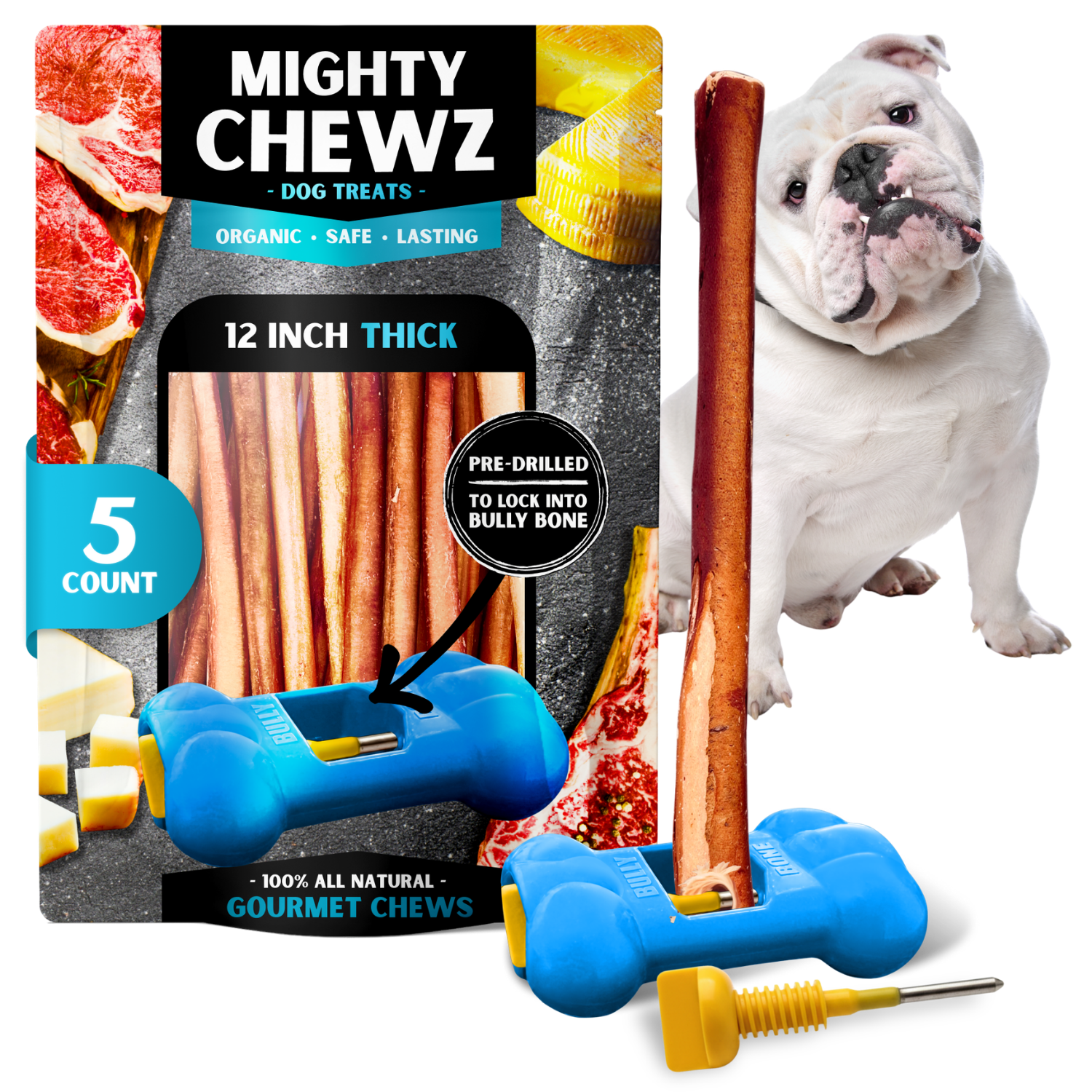 12" Thick Bully Sticks - Bully Bone Included