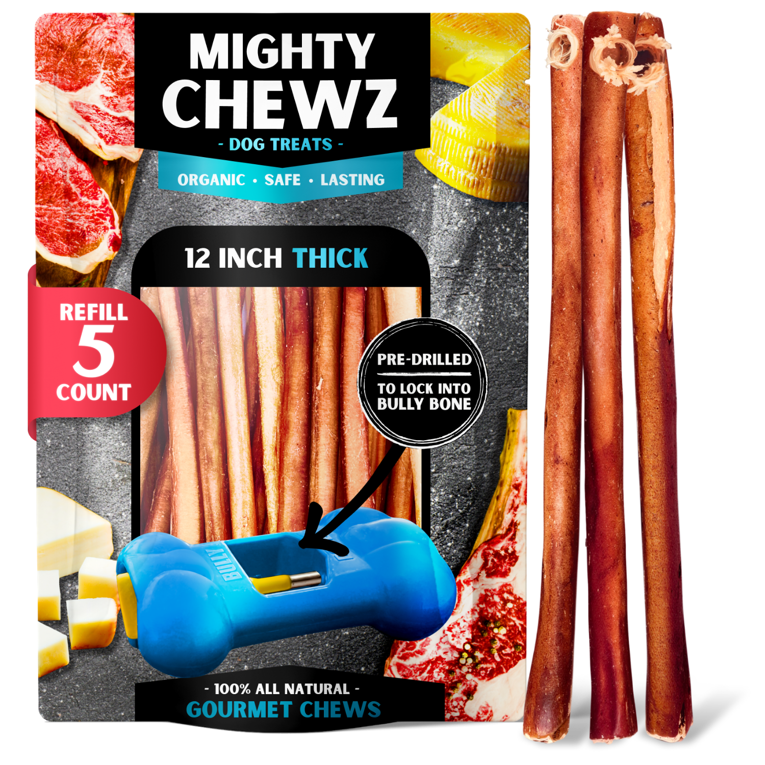 12" Thick Bully Sticks - Refill Pack