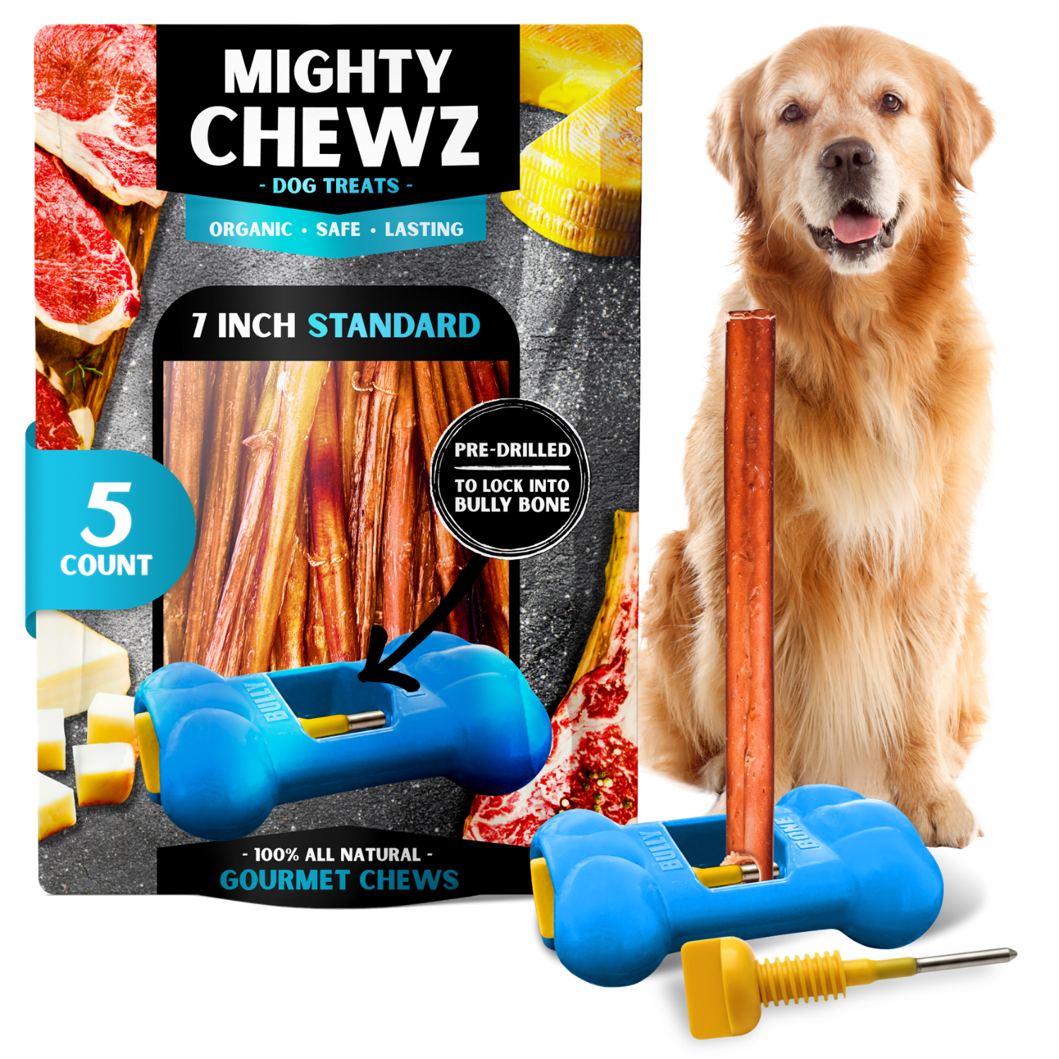 7" Standard Bully Sticks - Bully Bone Included