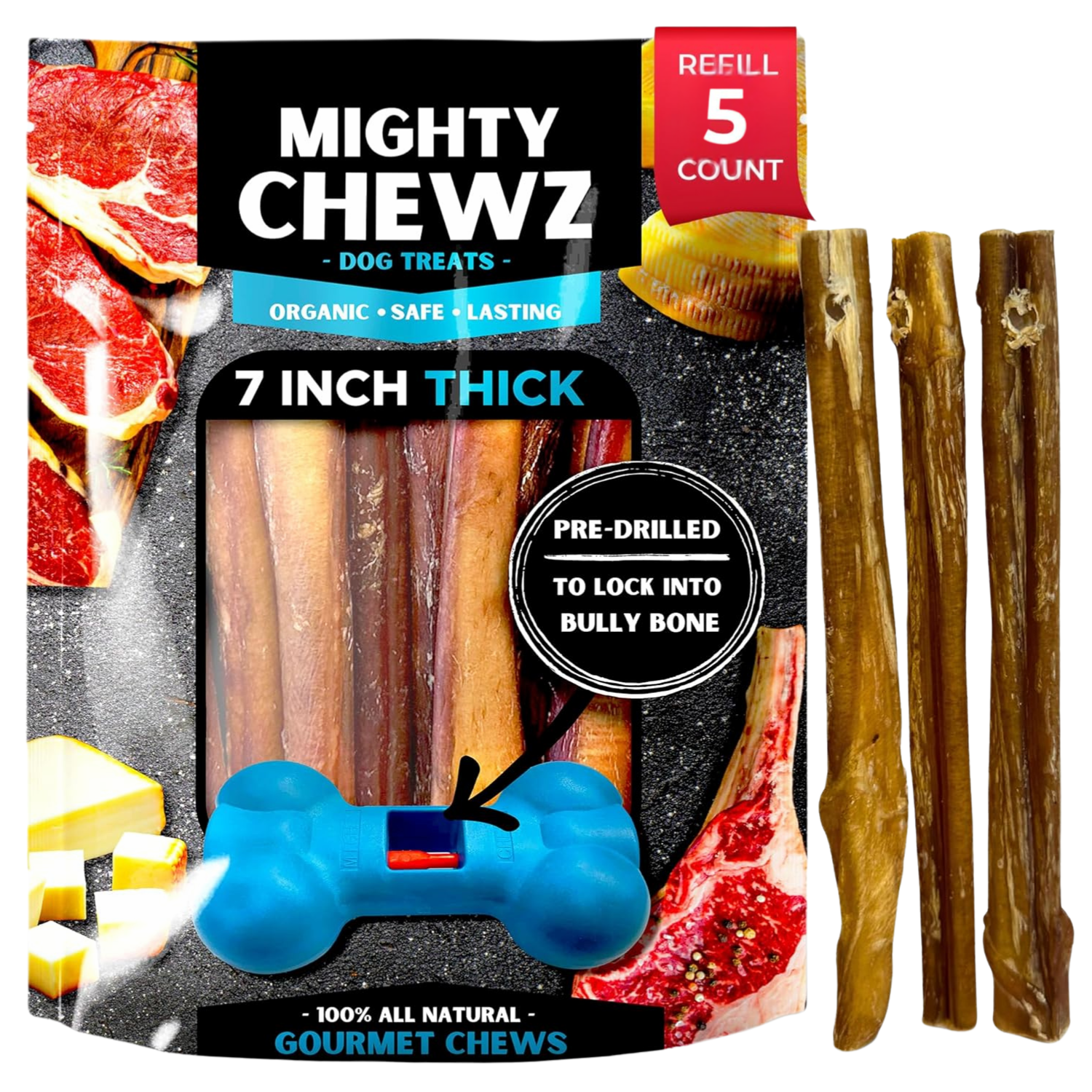 7" Thick Bully Sticks - Refill Pack