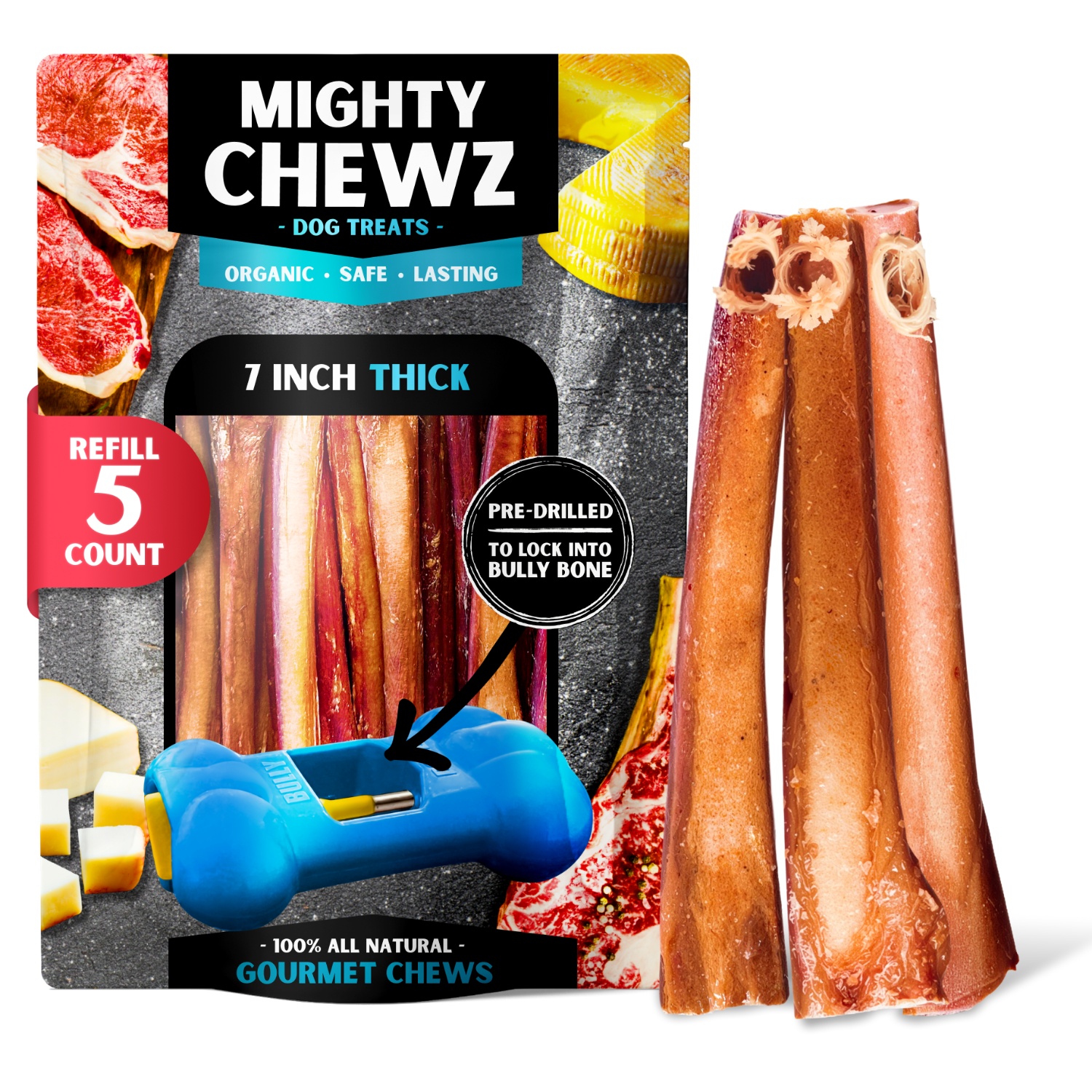 7" Thick Bully Sticks - Refill Pack