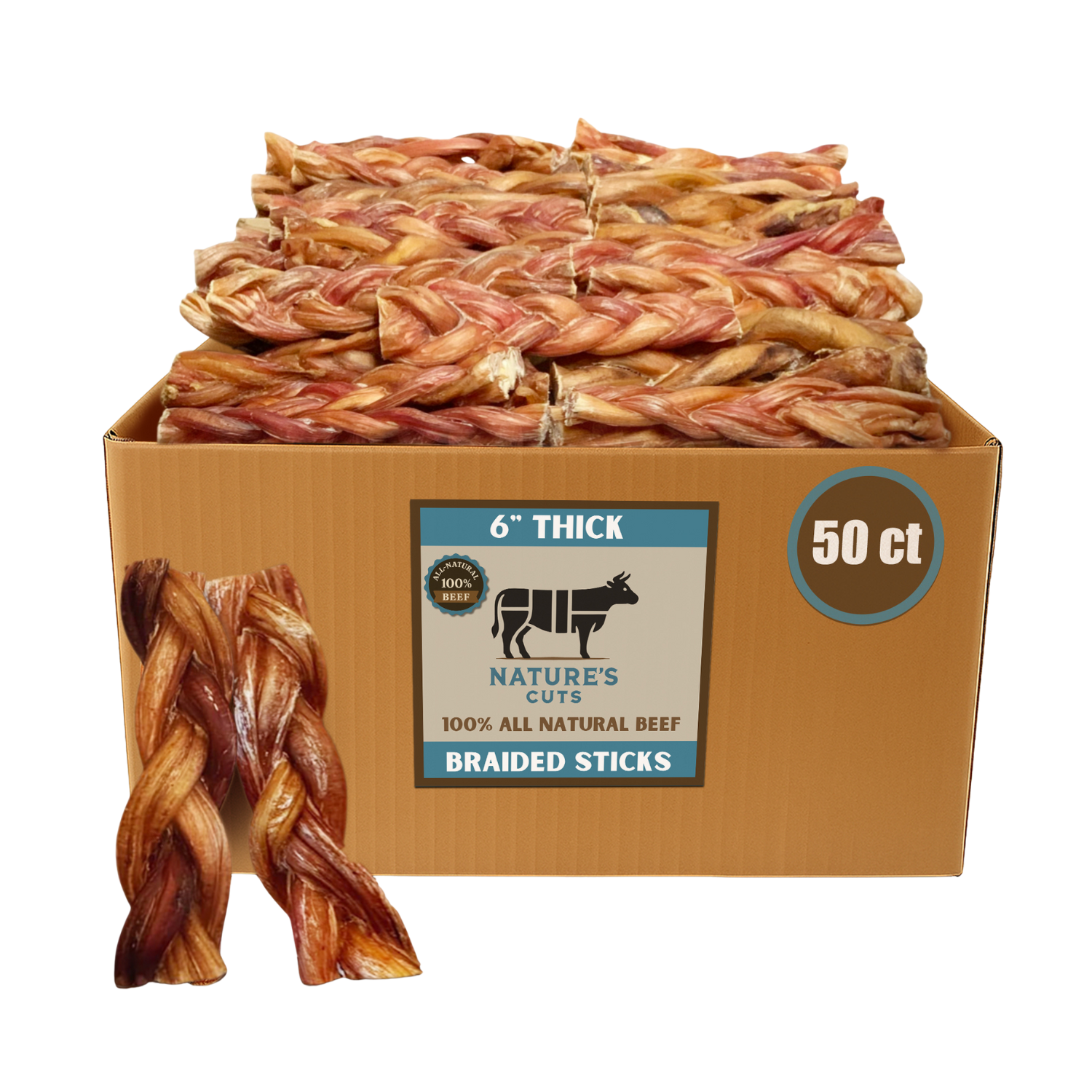 6" Thick Braided Bully Sticks