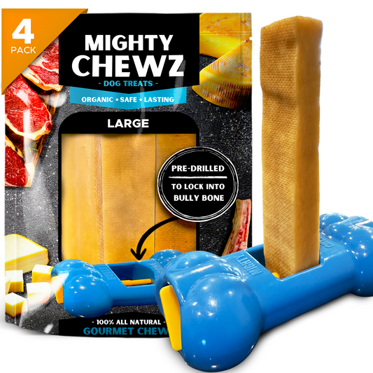 4 Pack Large Yak Cheese - UPGRADED Bully Bone Included