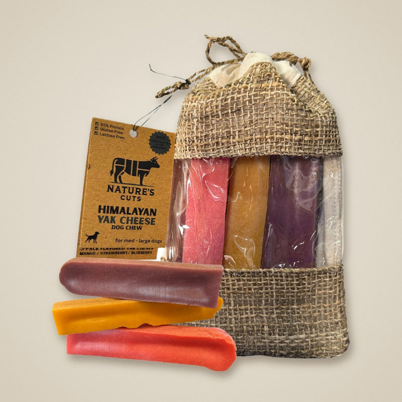 Flavored Large Yak Cheese (3 Pack) in Hand Woven Bag